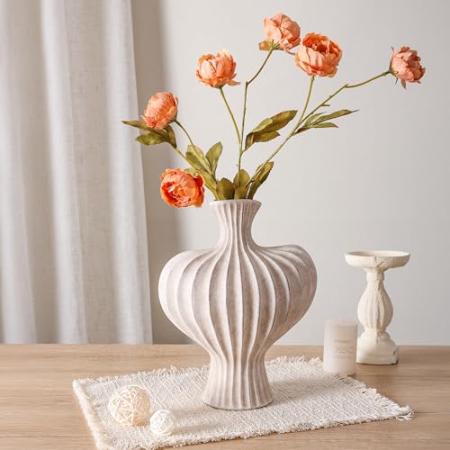 Ceramic Flower Vase Home Decor, 11 in Farmhouse Table Vases Rustic Vintage Living Room Kitchen Bedroom Decorations Pottery Decorative Vases for Flowers House Shelf Office Coffee Desk Dining, Rustic - color: 11 in - Rustic