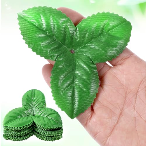 DIVINA VITAE 200 Pcs Artificial Green Leaves 3.74 inch Rose Flower Leaf Fake Green Leaves Faux Leaf for Christmas Party Decoration Bouquet Garland Wreath Wedding Decor Supplies DIY Craft
