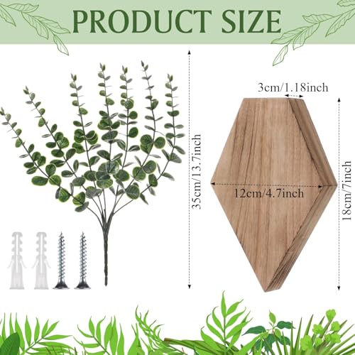 Chunful 2 Pcs Wooden Wall Planter Decor Hanging Fake Plants Greenery Flowers Holder Vase Boxes for Wall Bohemian Farmhouse Room Kitchen Office Indoor Decoration(Wooden Color,7.1 x 4.7 x 1.2 Inches) - color: Wooden Color, size: 7.1 x 4.7 x 1.2 inches