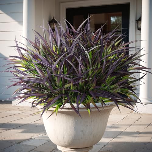 16 Pcs Artificial Plants Outdoor Fake Grass Faux Greenery Stems UV Resistant Plastic Plants Shrubs for Planters Patio Garden Front Porch Pathway Spring Summer Home Decor, Purple - color: Purple