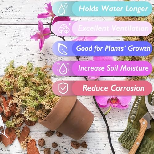 Halatool 1.1LBS Sphagnum Moss for Orchids, Plants, Succulent, Carnivorous, 25QT Natural Dried Long Fiber Sphagnum Moss Bulk for Moss Pole, Moss for Plants Indoor and Outdoor Growing Media - size: 25 qt (1.1 lbs)