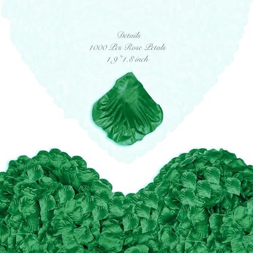 Pyrrhiax 1000Pcs Rose Petals, Artificial Flower Petals Fake Silk Red Rose Petals for Romantic Night,Wedding,Proposal Anniversary Flower Decorations (Green) - color: Green, size: 1000pcs