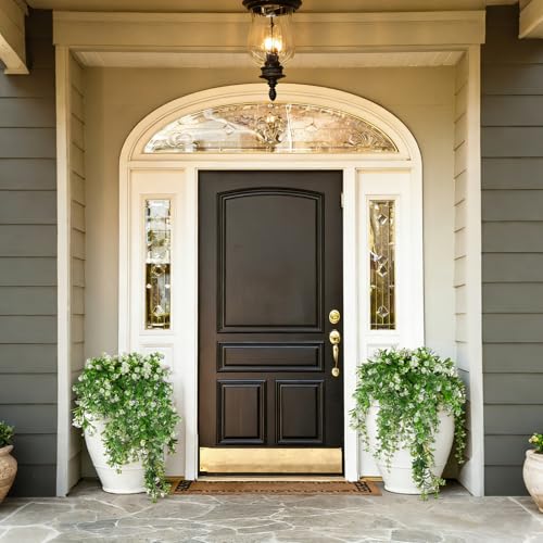 RECUTMS 2Pcs Artificial Hanging Flowers for Outdoors Decoration Fake Hanging Plants Faux White Flowers Artificial UV Resistant Plastic Greenery Vines Ivy for Outdoor Indoor Garden Party Decor（White） - color: White-rose