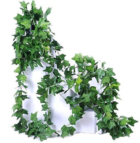 40 Ft Artificial Ivy Silk Vines Fake Hanging Plants High Simulation Garlands Greenery Chain for Home Wedding Wall Party Decoration, Pack of 5 - size: Leaves Dia:2.76"