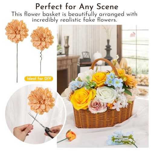 Artificial Flowers Combo Box Set Artificial Bouquets Wedding Flowers Faux Orange Flowers Roses with Stems for Wedding Centerpieces Party Home Decor - color: Orange