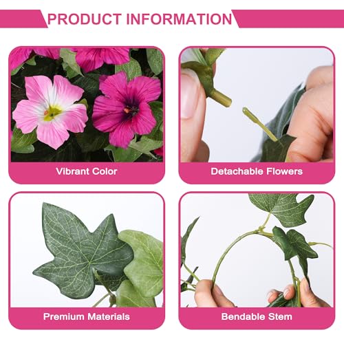 HyeFlora Artificial Flowers for Outdoors 4PCS Faux Petunias Silk Fake Flowers for Outside Planter UV Resistant Realistic Home Garden Porch Decor (Pink) - color: Pink 4branches