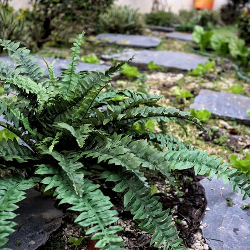 Large Artificial Ferns for Outdoor 49" Fake Boston Fern 49 Fronds Faux Ferns Plant Silk Greenery for Indoors Home Garden Porch Windowsill Decor (1 Stem)