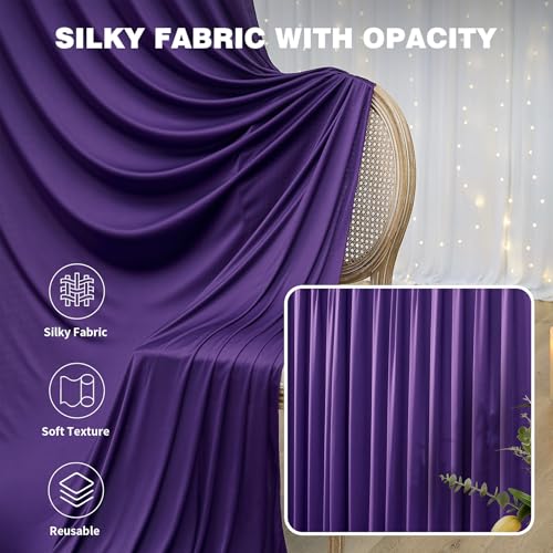 10ftx12ft Purple Backdrop Curtains for Wedding Parties, Wrinkle Free Polyester Photo Backdrop Drapes 2 Panels 12 ft Long Back Drop Cloth for Girl's Birthday Party Photography Background - color: Purple, size: 5ft(W)x12ft(H)_2 Panels