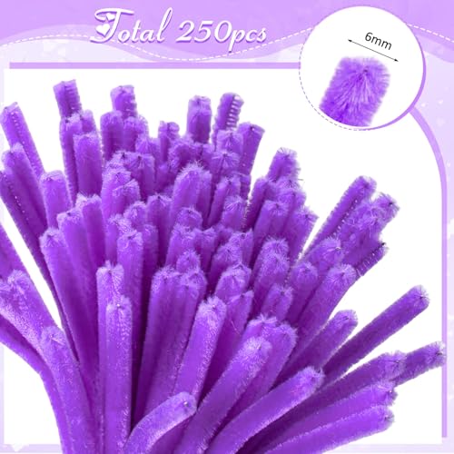Peryiter 371 Pcs Pipe Cleaners Flowers Kit, Pipe Cleaners Chenille Stems Bulk with Floral Wire Gardening Tape Stamen, Fluffy Limpiapipas para Flores for DIY Mother's Day Decor(Purple) - color: Purple