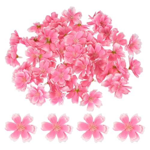 PATIKIL 100 Pcs Fake Silk Flower Heads, 1.6 Inch Artificial Cherry Blossom Faux Flower Heads for DIY Craft Wedding Party Home Wreath Decoration, Pink - color: Pink