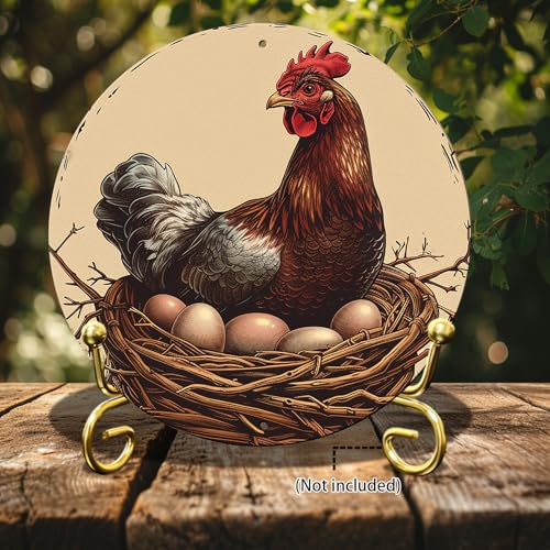 Chicken Coop Hen Vintage Metal Tin Sign Chicken Wreath Wall Decor Kitchen Farmhouse Outdoor Chicken Decor For Chicken Lovers Chicken House Decor 12 Inch - color: Thanksgiving 1, size: 12 inches