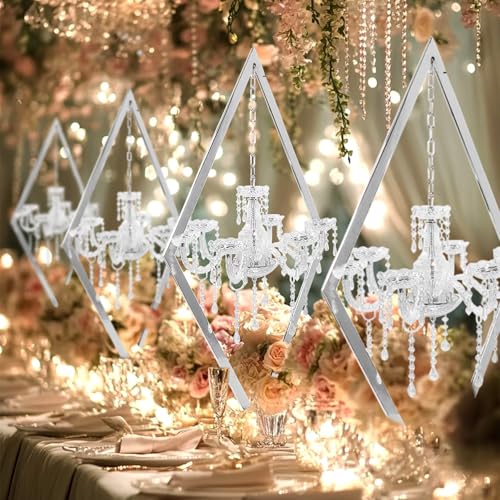 European Romantic Diamond Candle Holder, Metal Creative Wedding Table Decor for Western Food, Party, and Wedding Props (Silver, 4PCS) - color: Silver, size: 4PCS