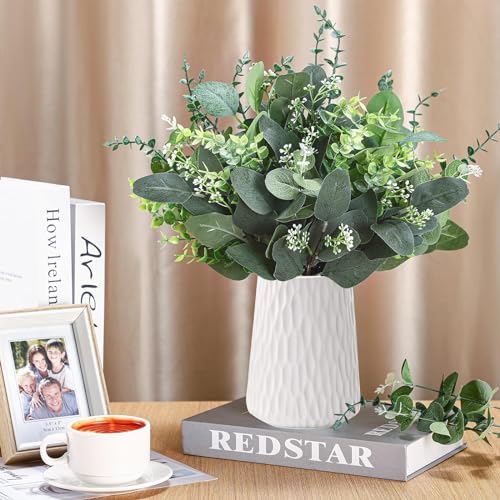 Eucalyptus Leaves Stems 100 PCS, 4 Kinds Mixed Artificial Greenery Stems for Wedding Decor Vase Floral Arrangement Centerpiece
