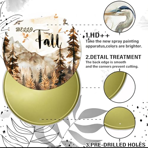 Vintage Fall Hello Round Metal Sign Fall Scenery Thanksgiving Day Sign Farmhouse Rustic Wreath Wall Decoration for Indoor Outdoor Home Porch Window Decor 12 Inch - color: Thanksgiving 5, size: 12 inches