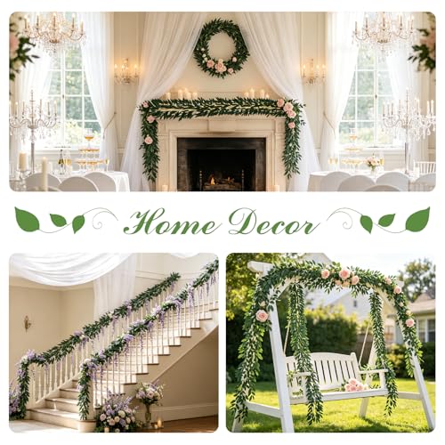 dallisten 3Pcs 6.5FT Artificial Olive Leaves Vine, Realistic Silk Fake Hanging Olive Leaves Greenery Garland for Home, Room, Wedding, Table Runner, Wall, Party, Backdrop, Indoor, Outdoor Decoration - color: Olive Green