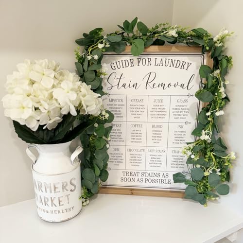 CQURE 4Pcs Eucalyptus Garland,Artificial Eucalyptus Leaves Table Greenery Garland Wreath Vines for Wedding Party Table Fireplace Bedroom Wall Room Decor - size: 23.6 Ft with Flowers
