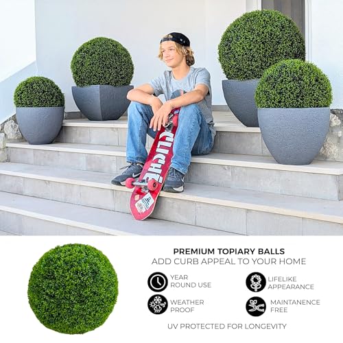 365 Curb Appeal 23" XL Topiary Balls (Better Than A Boxwood, 2 Topiary Balls (4 Halves)) - color: Better Than a Boxwood, size: 2 topiary balls (4 halves)