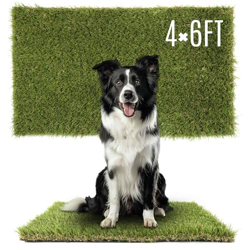 1.38" Artificial Grass Turf 4 x 6 FT, Indoor Outdoor Garden Lawn Landscape Patio Turf Grass Rug, Dog Grass Turf Pads Mat, Thick Fake Faux Turf, Dog Pets Grass Mats for Puppy Training - size: 4' x 6'