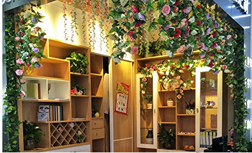 canjoyn 2 Pack 4.2 Feet/Piece Artificial Flower Vine Rattan Hanging Silk Rose Garland for Wedding Venue Backdrops Flower Walls Photo Background Bridal Showers, Baby Showers, and Event Decor (Yellow) - color: Yellow