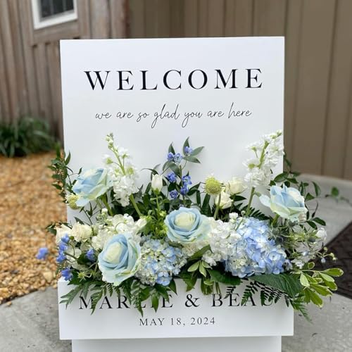 Felice Arts 12 Pack Ice Blue Spring Flowers Artificial Roses with Stems Silk Roses Fake Flowers Bouquet for Wedding Table Vase Home Kitchen Party DIY Decor - color: Ice Blue