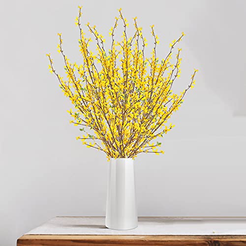Artificial Forsythia Flowers,1Pcs 39.4 inch Artificial Forsythia Blossom Jasmine Stems Fake Silk Forsythia Branches for Flower Arrangement Wedding Home Office Decoration - size: 1PCS