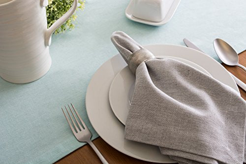 DII Chambray Kitchen, Tabletop Collection, Aqua, 14x72 Table Runner - color: Aqua, size: 72" x 14" (Rectangular)