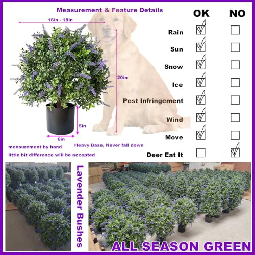 ALL SEASON GREEN Artificial Lavender Topiary Tree, 20'' Purple Flowers Potted Faux Outdoor Plant, Front Porch Decor - size: 20'' Tall
