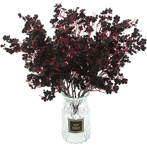 Hananona 10 Pcs Babys Breath Artificial Flowers Black Fake Silk Flowers for Halloween Home Decor Floral Arrangement Table Centerpieces (10, Black) - color: Black