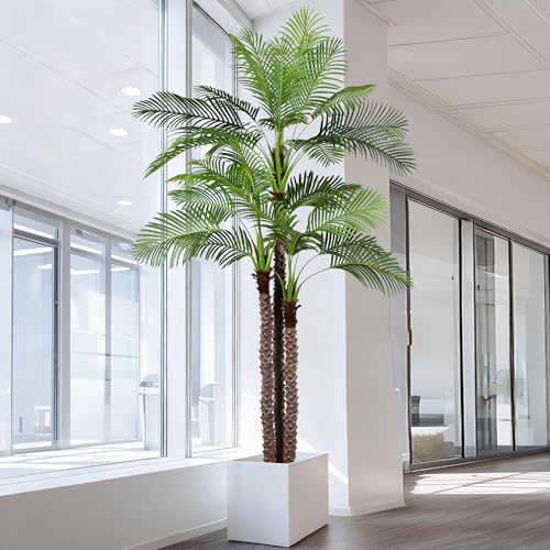 10FT Artificial Palm Tree - Tall Fake Palm Tree with 36 Lifelike Leaves & Realistic Trunk, 120" Large Faux Tropical Phoenix Palm Plant for Home Living Room Poolside Office Hotel Mall Decor - size: 10ft