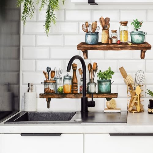 Kitchen Wall Decals Removable Dining Room Wall Stickers Peel and Stick Vinyl Waterproof Kitchen Utensils Wall Decor for Home Office School Coffee Shop - style: Kitchen