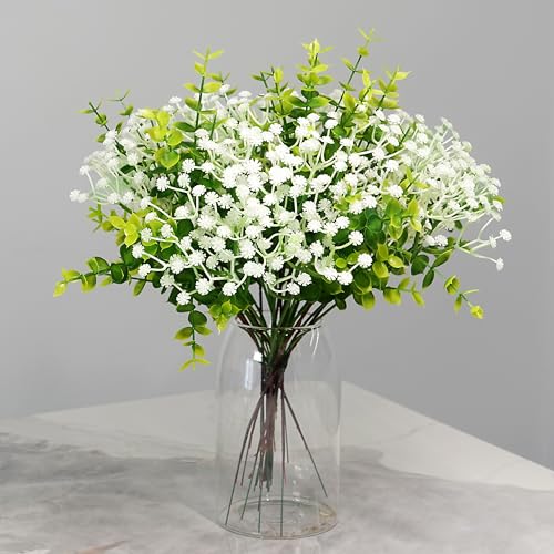 Babys Breath Artificial Flowers Bulk, 40 Pcs Faux Gypsophila for Wedding Bouquets, Bridal Decor, Home Decor – Realistic Long-Lasting Fake Flowers, Bendable Stems, 5.6oz, 11.5 Inch White - size: 40Pcs