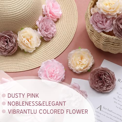 Thiccywoov 50 Pcs Artificial Flowers, 3.2 Inches Silk Rose Head Flowers Fake No Stem for Wedding Bridal Bouquet Home Floral Decor DIY Centerpieces Arrangements Party Tables Decorations(Grey Pink) - color: Grey Pink