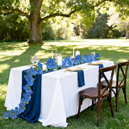 7.38ft Royal Blue Orchid Garland Real Touch Latex Orchid Vine Hanging Artificial Orchids for Home Party Wedding Room Birthday Christmas Wall Arch Decor(Royal Blue) - color: Royal Blue