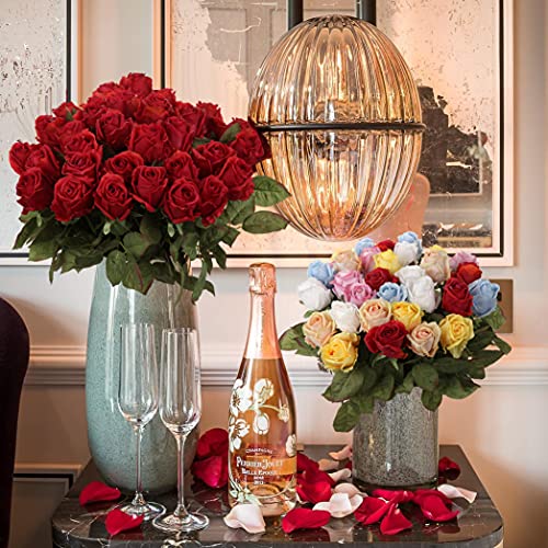 Artificial Realistic Roses Red Flowers 24" Real Touch Silk Roses Bouquet Long Stems Rose for Flower Arrangement Fake Roses Decor for Home Party Wedding Table Centerpieces Roses Realistic - 5 Pcs - color: Red