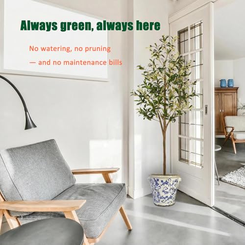 Artificial Olive Trees Indoor 6ft, Faux Olive Tree 6 Feet Fake Plants with Realistic Leaves Olive Silk Tree Home Bedroom Housewarming Gifts - color: 6ft
