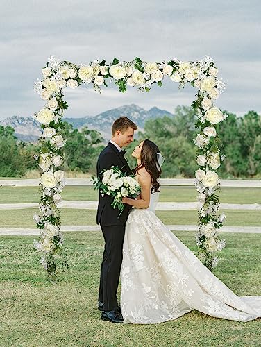 Lvydec 2 Pack Artificial Peony Garland - 6ft Silk White Peony Flower Arch Vine for Wedding Party Table Decoration