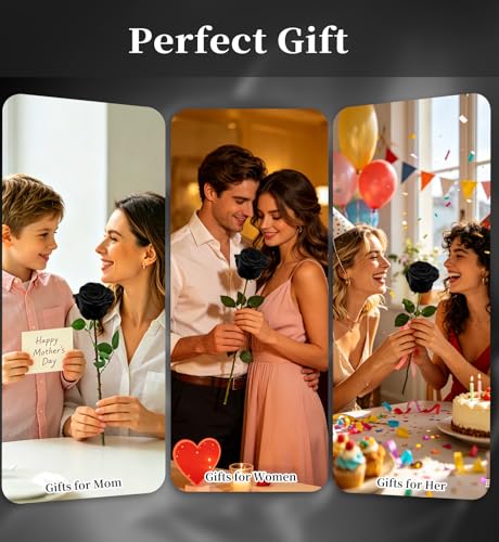 Preserved Flowers for Delivery,Black Rose Bouquets That Last 5 Years,Birthday Flowers Gifts for Women Mom Grandma Wife Friends,Mothers Day Roses Gift,Romantic Floral for Anniversary or Valentine’s Day - color: Black, size: Single Rose