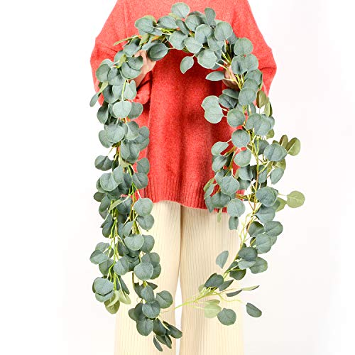 DearHouse 2PCS Eucalyptus Garlands Artificial Greenery Garland Faux Silk Eucalyptus Vines Wedding Backdrop Wall Decor Flower Arrangement - color: Light Green