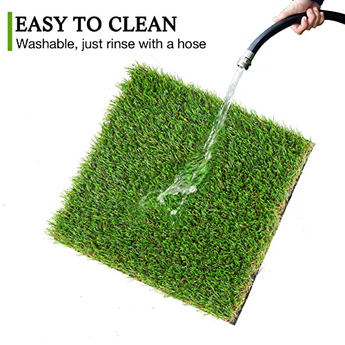 GLOBREEN Artificial Grass Squares Table Placemats for Easter Golf Party Decorations - Green Fake Grass Turf Table Mats Centerpiece for Woodland Picnic Decor Party, Dining, Wedding - size: 12" x 12"/4PCS
