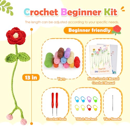 Joyclub Crochet Kit for Beginners 10 Flower Bookmarks Crochet Starter Kits with Step-by-Step Video Tutorials and Instructions DIY Craft Gift for Adults Book Lovers Mother Teacher Student - color: Crochet Bookmark