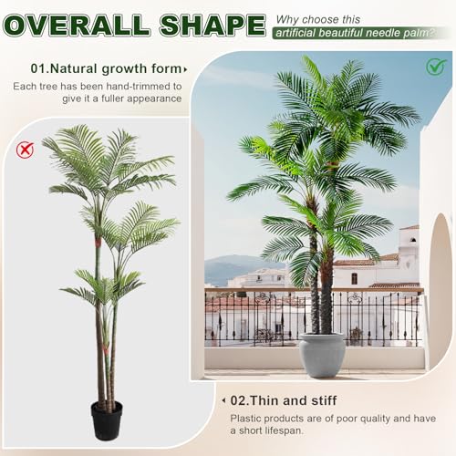Large Artificial Tree Big Faux Tropical Palm Trees Indoor Outdoor Realistic Floor Plants Fake Silk Palm Plastic plantas for Modern Home Living Room Office Corner Patio Porch Decor Party Decorations - color: Beautiful Needle Palm, size: 9ft
