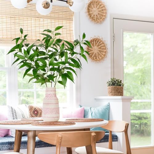 Briful Artificial Eucalyptus Stems with Seeds Real Touch Fake Branches for Vase 3 Packs Faux Greenery Stems for Home Decor Indoor Farmhouse Wedding Centrepieces, Green - color: Green
