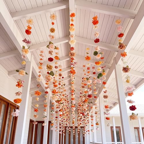 Suncalla 6 Pcs 35.46 ft Flower Garlands Backdrop Garden Party Decoration Artificial Wildflower Vines Fake Flower Vines Faux Silk for Wedding Bridal Wall Arch(Classic,Champagne) - color: Champagne