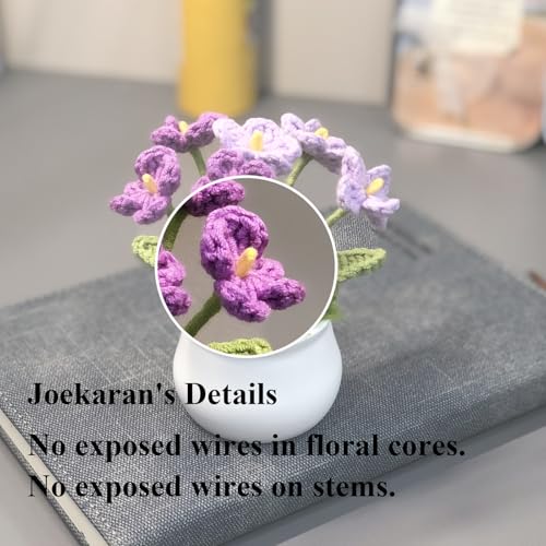 Joekaran Crochet Flowers Cute Small Flower, Self Care Gifts for Women Grandmother,Valentines,Birthday, Christmas Basket Gift from Friends Son Daughter, Desk Decor, (Purple Gradient Myosotis) - color: Purple Gradient Myosotis