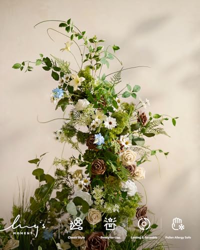 Ling's moment Artificial Flowers Fake Silk Daisy Faux Gardenia Foam Roses Combo for DIY Wedding Bouquets Centerpieces Arrangement Bridal Shower Party Home Decoration, Tawny Beige & Earth Brown, 24pcs - color: Beg-tawny Beige & Earth Brown