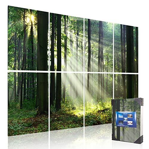 Mollywell Art Acoustic Panels, 48x32 in, Forest Summer | Self-Adhesive, Reduces Echo, Sound Absorbing, Modern Art Wall Decor, Living Room, Studio, Bedroom, Office - color: Forest Summer, size: 8 Pack Art