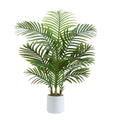 Artificial Palm Tree Indoor, 3.5FT Tall Faux Plants, Fake Tropical Silk Floor Plant with White Planter, Faux Areca Palm Plant Artificial Tree in Pot for Home Room Office Outdoor Patio Decor