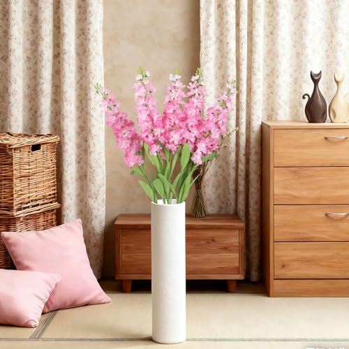 Deep Pink Delphinium Artificial Flowers 5PCS Silk Flowers with Stems Snapdragon Long Stem for Tall Vase Home Wedding Centerpieces Decor (Deep Pink) - color: Deep Pink