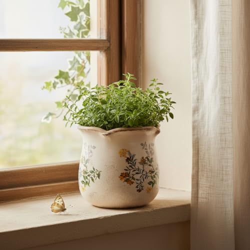 Xiaan Jiaju Ceramic Flower Vase, Rustic Farmhouse Vases & Planting Pots with Drainage, European Home Decor for Mantel Fireplace Bookshelf Wedding Centerpieces Gift, Yellow Blooms - color: Yellow Blooms
