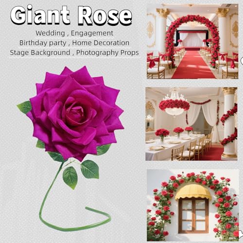 1 PCS 42-inch Giant Rose Large Decorative Flower, Wedding Window Display Background Decoration Rose, Valentine's Day (Fuchsia) - color: 07 Rose